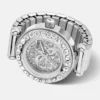 Bague analogique en acier inoxydable avec cristal, 18 mm Bague analogique en acier inoxydable avec cristal, 18 mm