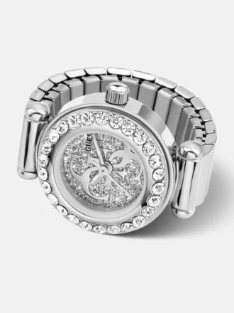 Bague analogique en acier inoxydable avec cristal, 18 mm