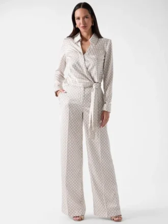 Blouse cache-cœur en satin à monogramme Marciano