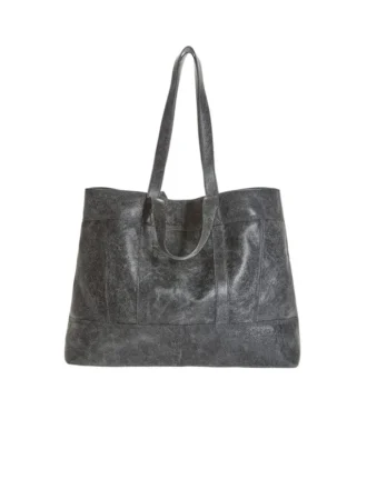 Cabas en cuir craquelé