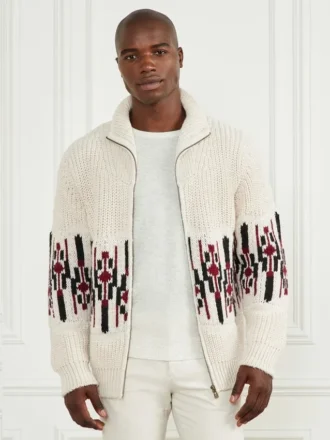 Cardigan à col montant en jacquard