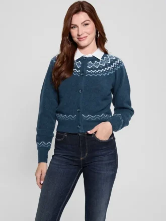 Cardigan court en mélange de laine
