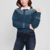Cardigan court en mélange de laine