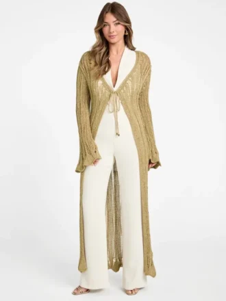 Cardigan long en maille lurex