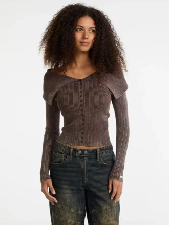 Cardigan à revers côtelé Guess Originals