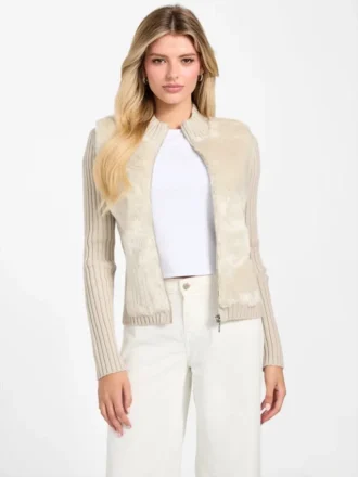 Cardigan zippé en fausse fourrure Eco Mila