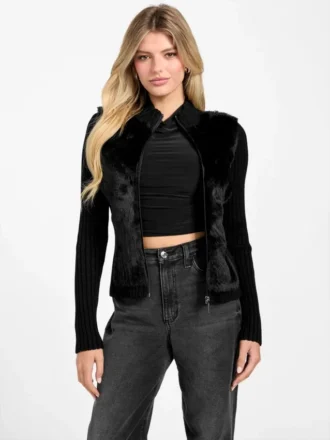 Cardigan zippé en fausse fourrure Eco Mila