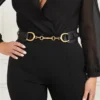 Ceinture en cuir avec boucle en bambou