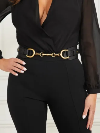 Ceinture en cuir avec boucle en bambou