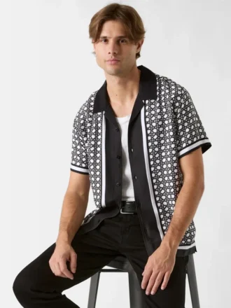 Chemise à bordure en tissage panier