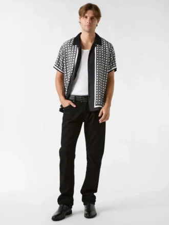 Chemise à bordure en tissage panier