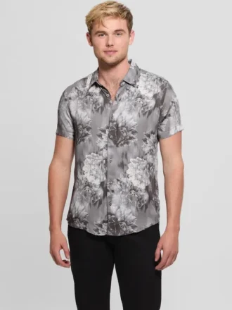 Chemise à fleurs en satin