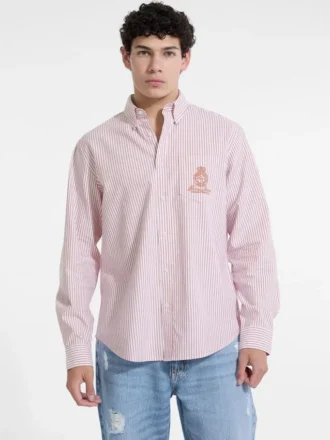 Chemise à manches longues rayée avec poche