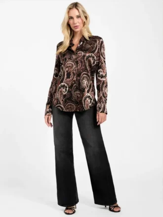 Chemise oversize Clarisse à motif cachemire dévoré