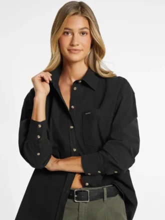 Chemise oversize à manches longues et poches