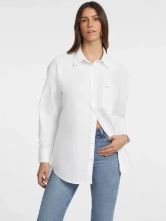 Chemise oversize à manches longues et poches