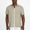Chemise à poches en jacquard écologique motif feuillage