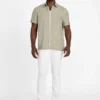 Chemise à poches en jacquard écologique motif feuillage