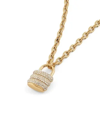 Collier avec cadenas en pavé doré
