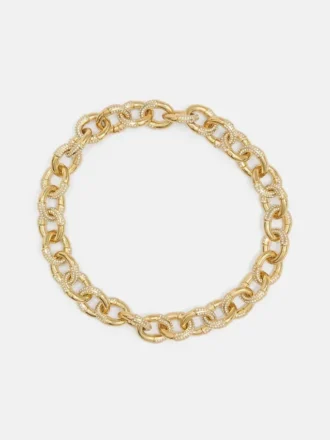 Collier à maillons pavés dorés