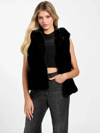 Gilet à capuche en fausse fourrure Sophy
