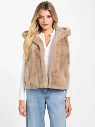 Gilet à capuche en fausse fourrure Sophy