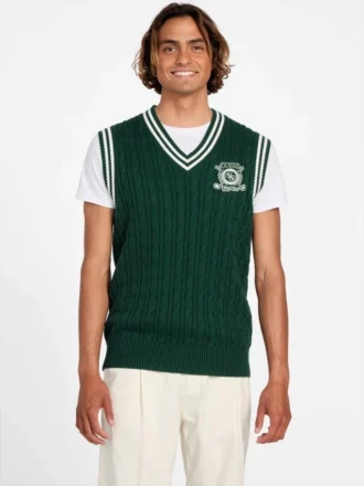 Gilet Eco Holden à col en V et maille torsadée