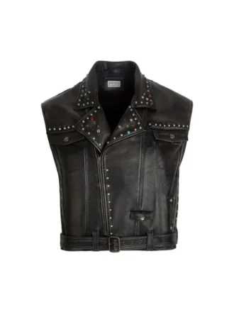 Gilet en cuir clouté