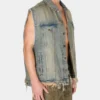 Gilets de camionneur en denim délavé Gilets de camionneur en denim délavé