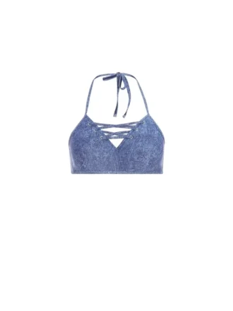 Haut de maillot de bain triangle imprimé denim