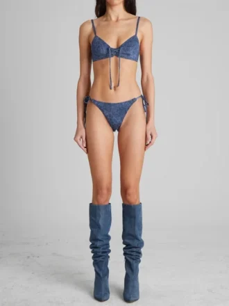 Haut de maillot de bain triangle imprimé denim