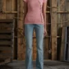 Pantalon en denim taille basse à œillets
