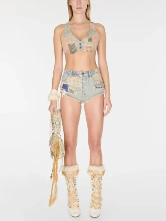 Haut patchwork en denim vintage Haut patchwork en denim vintage