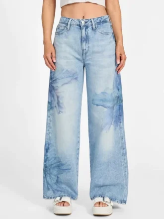 Jeans à jambes larges à motif floral Eco Bellflower