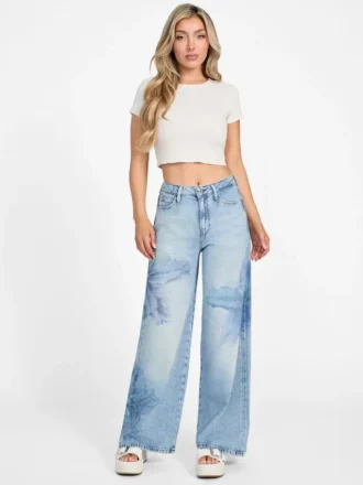 Jeans à jambes larges à motif floral Eco Bellflower