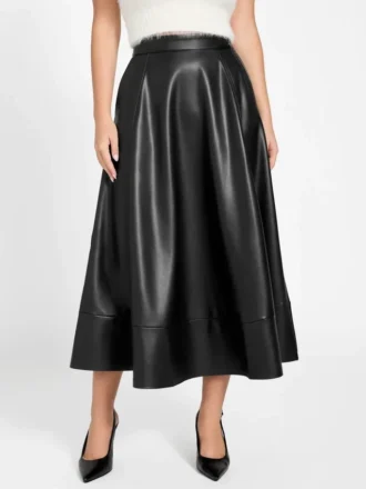 Jupe circulaire en simili cuir Delores