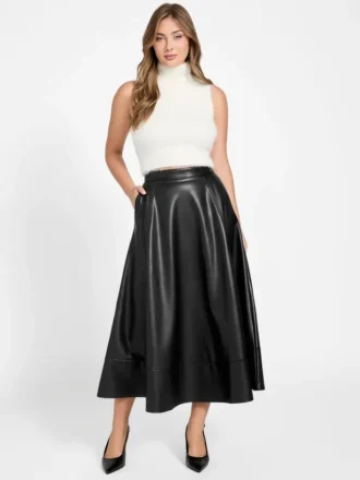 Jupe circulaire en simili cuir Delores