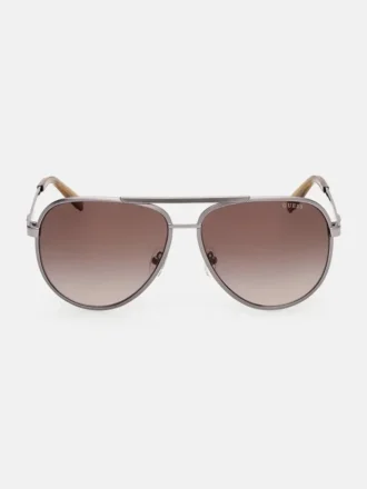 Lunettes de soleil aviateur à monture métallique rayée