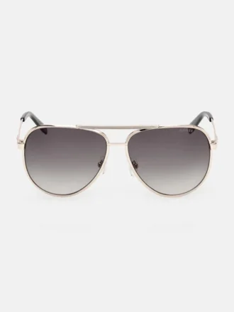 Lunettes de soleil aviateur à monture métallique rayée