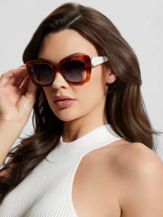 Lunettes de soleil en plastique avec logo carré imprimé