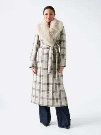 Manteau cache-cœur à carreaux et paillettes Charlize
