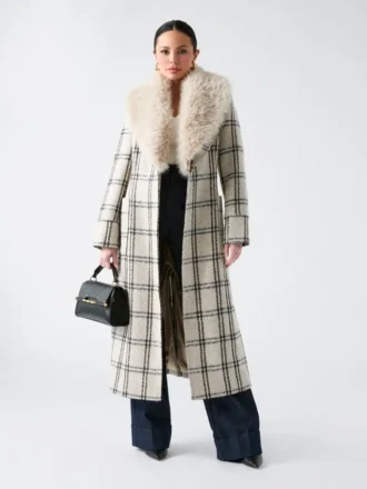 Manteau cache-cœur à carreaux et paillettes Charlize