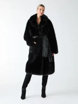 Manteau cache-cœur en fausse fourrure Molly