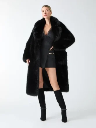 Manteau cache-cœur en fausse fourrure Molly