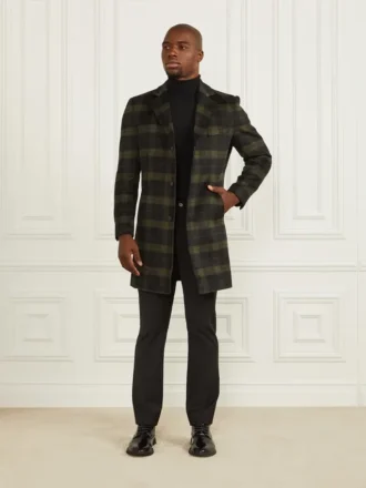 Manteau à carreaux à simple boutonnage Manteau à carreaux à simple boutonnage