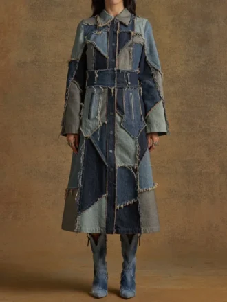 Manteau en denim patchwork