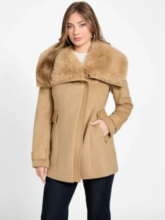 Manteau Lilia à col en fausse fourrure