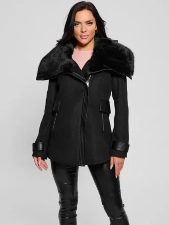 Manteau Lilia à col en fausse fourrure