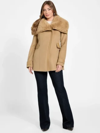 Manteau Lilia à col en fausse fourrure