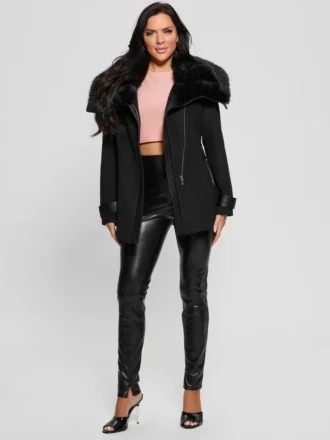 Manteau Lilia à col en fausse fourrure